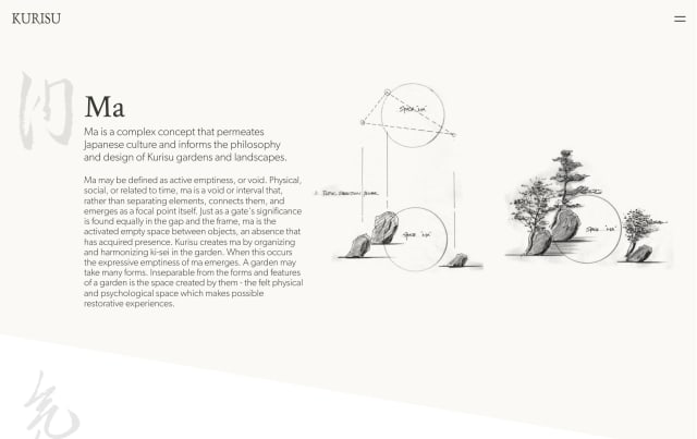 Laptop layout showcasing the concept of "Ma" in Japanese culture, illustrating the philosophy behind Kurisu gardens and landscapes.